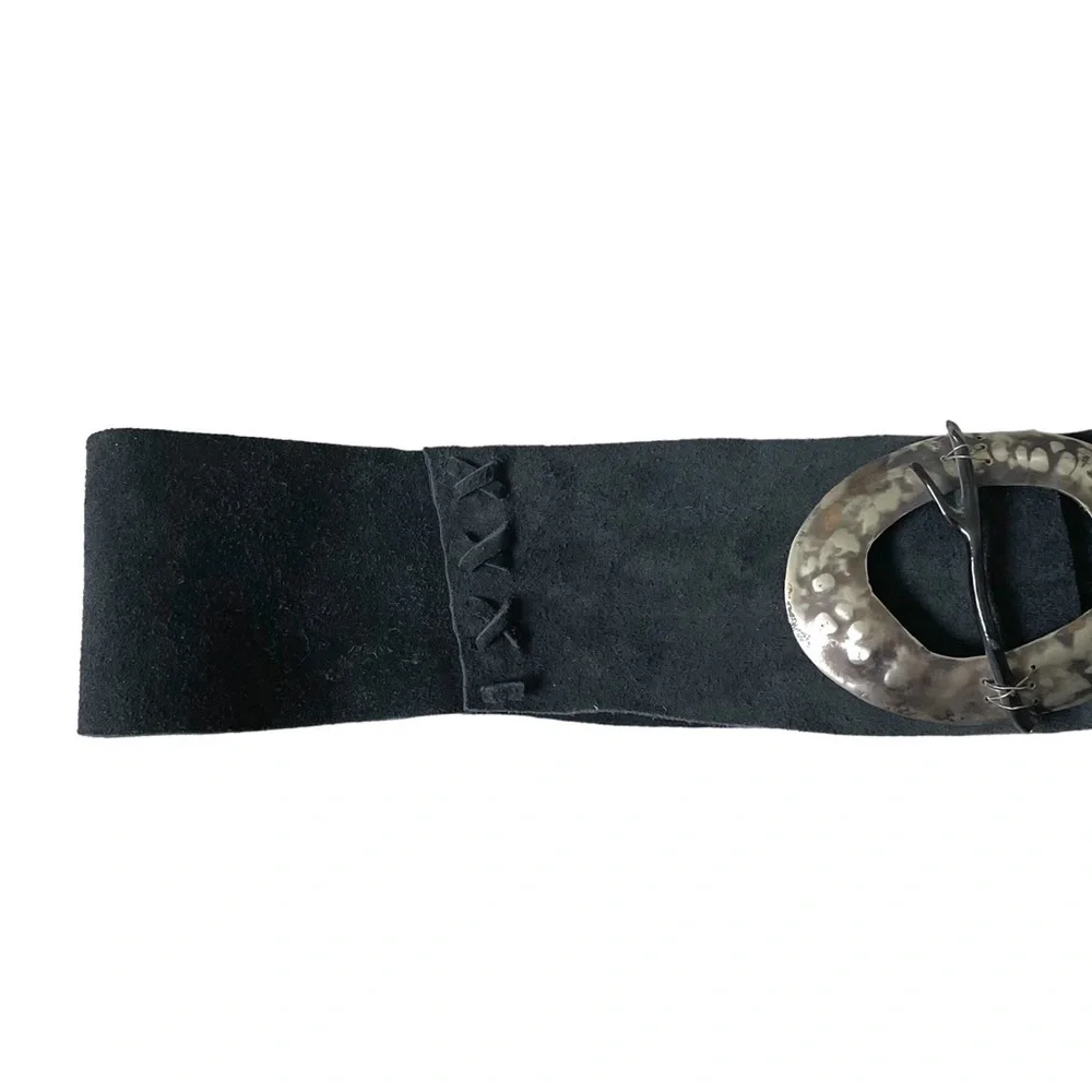 Handmade Black Suede Belt One Size